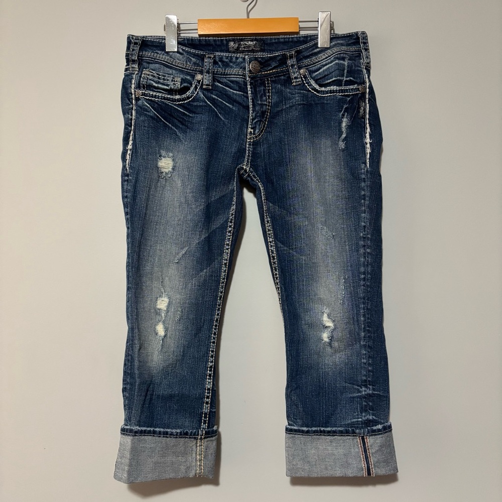 Stylish Blue Distressed Women's Jeans